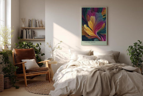 Paul Sinus Wandbild in 40x60cm Vibrant Whirl – Abstrakte Farbexplosion in dynamischen Wirbeln mit leuchtenden Gelb-, Rot-, Blauund Lilatönen
