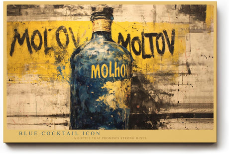 Paul Sinus Wandbild 120x80cm Vintage Cocktail Flasche Pop Art Graffiti Stil moderne Bar Kunst Wanddekoration Wohnzimmer Bar