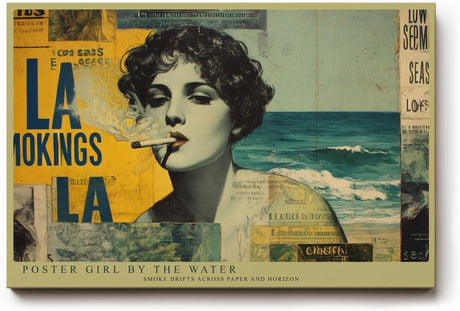 Paul Sinus Wandbild 120x80cm Vintage Collage Frau Strand Retro Poster Kunst Wanddekoration moderne Pop Art Wohnzimmer Schlafzimmer