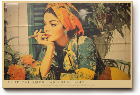 Paul Sinus Wandbild 120x80cm Vintage Frau Zigarre tropische Szene Retro Kunst Wanddekoration Wohnzimmer Bar