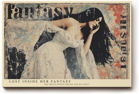 Paul Sinus Wandbild 120x80cm Vintage Frauen Portrait Collage Kunst in Beige Schwarz und Rot Modernes Design für Wohnzimmer Schlafzimmer Büro