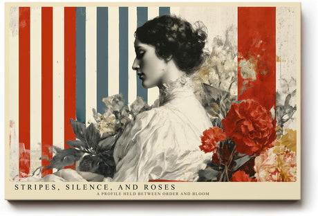 Paul Sinus Wandbild 120x80cm Vintage Frauenportrait Rosen Collage moderne Kunst Wanddekoration Wohnzimmer Schlafzimmer