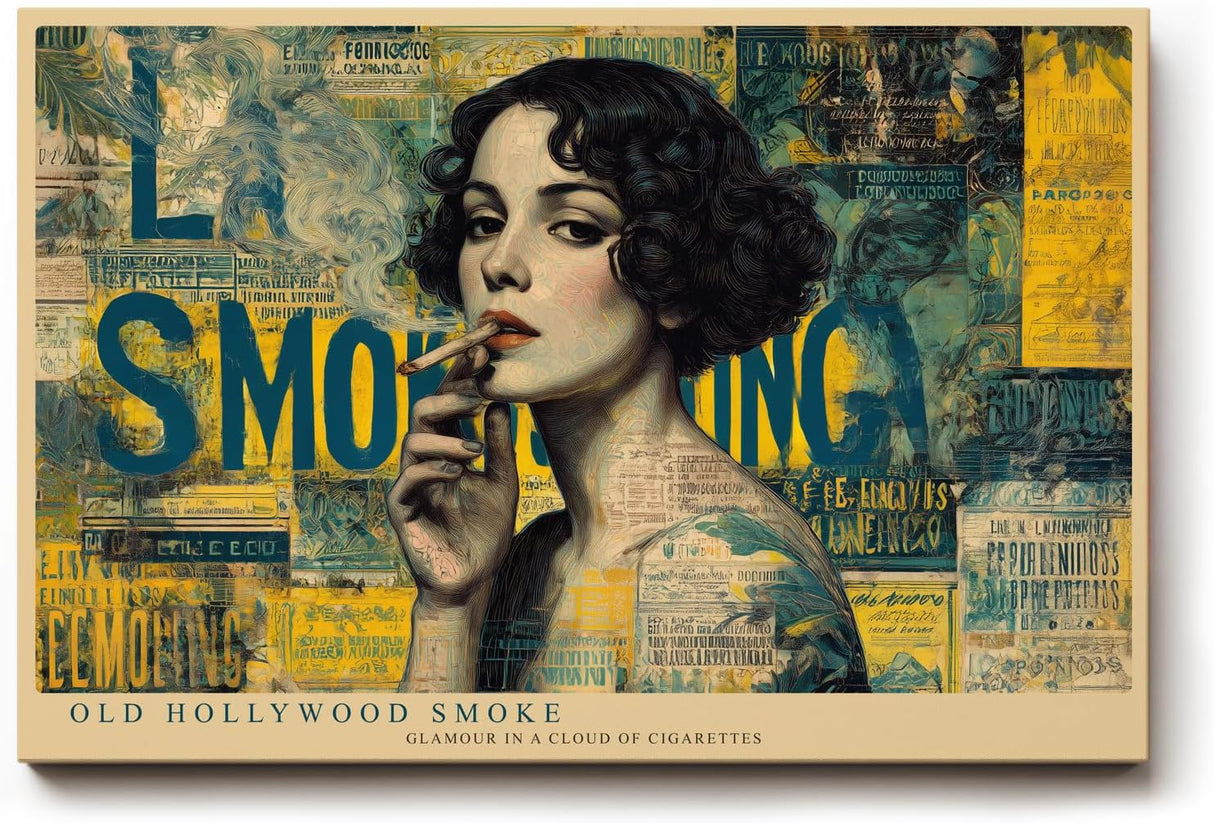 Paul Sinus Wandbild 120x80cm Vintage Hollywood Frau Collage LeinWandbild 120x80cm Retro Glamour Kunst Wanddekoration