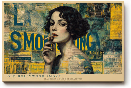 Paul Sinus Wandbild 120x80cm Vintage Hollywood Frau Collage LeinWandbild 120x80cm Retro Glamour Kunst Wanddekoration