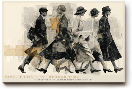 Paul Sinus Wandbild 120x80cm Vintage Mode Collage Silhouetten Zeitreise Kunst Wanddekoration Wohnzimmer Flur
