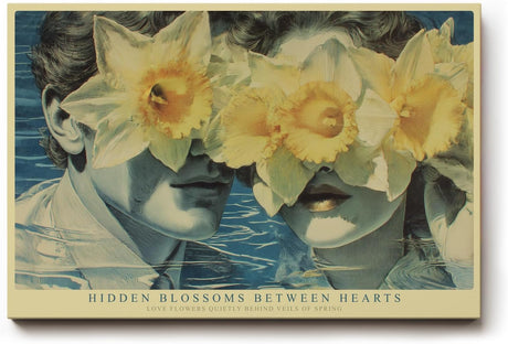 Paul Sinus Wandbild 120x80cm Vintage Paar Narzissen Blumen Portrait moderne Collage Kunst Wanddekoration Wohnzimmer Schlafzimmer