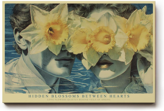 Paul Sinus Wandbild 120x80cm Vintage Paar Narzissen Blumen Portrait moderne Collage Kunst Wanddekoration Wohnzimmer Schlafzimmer