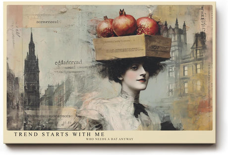 Paul Sinus Wandbild 120x80cm Vintage Paris Frau Mode Collage LeinWandbild 120x80cm Elegante Stadt Kunst Wanddekoration