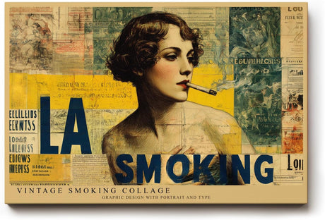 Paul Sinus Wandbild 120x80cm Vintage Portrait Collage Retro Frau Typografie Kunst Grafikdesign Poster Stil