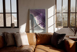 Paul Sinus Wandbild in 40x60cm Violet Surge Abstrakte Wellenbewegung in Violett und Weiß