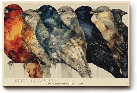 Paul Sinus Wandbild 120x80cm Voegel Reihe modern bunt Tierkunst Illustration Kunstdruck grosses Kunstbild stilvolle Wanddekoration fuer Wohnzimmer Büro Flur