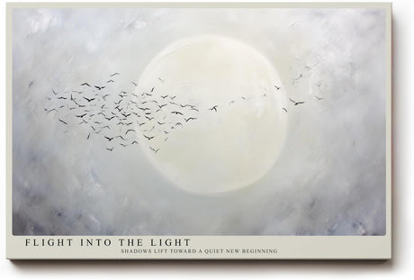 Paul Sinus Wandbild 120x80cm Voegel vor Mond minimalistische Himmelslandschaft ruhige Natur Kunst stilvolle Wanddekoration fuer Wohnzimmer Büro