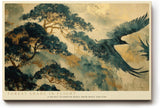 Paul Sinus Wandbild 120x80cm Vogel im Flug Asiatische Landschaft Kunstmotiv Baum und Nebel Natur Szene