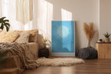 Paul Sinus Wandbild in 40x60cm Vogelschwarm vor großem Mond auf blauem Himmel