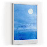 Paul Sinus Wandbild in 40x60cm Vogelschwarm vor hellem Vollmond auf blauem Himmel