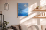 Paul Sinus Wandbild in 40x60cm Vogelschwarm vor hellem Vollmond auf blauem Himmel
