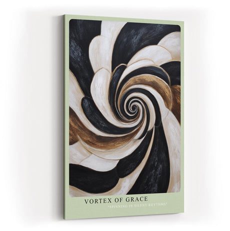 Paul Sinus Wandbild in 40x60cm Vortex of Grace – Abstraktes Wirbelmotiv in Schwarz, Weiß und Gold für moderne Raumgestaltung