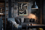 Paul Sinus Wandbild in 40x60cm Vortex of Grace – Abstraktes Wirbelmotiv in Schwarz, Weiß und Gold für moderne Raumgestaltung