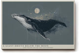 Paul Sinus Wandbild 120x80cm Wal unter dem Mond moderne maritime Illustration mit kosmischer Stimmung