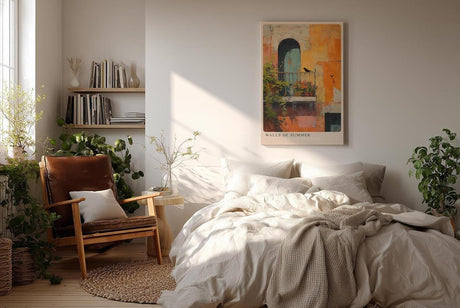 Paul Sinus Wandbild in 40x60cm Walls of Summer – Sonnendurchflutete Hausfassade mit mediterranem Balkon und impressionistischen Farbakzenten