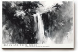 Paul Sinus Wandbild 120x80cm Wasserfall abstrakte Landschaft schwarz weiss moderne Naturmalerei minimalistisches Kunstbild stilvolle Wanddekoration fuer Wohnzimmer Büro