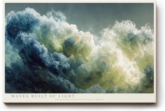 Paul Sinus Wandbild 120x80cm Waves Built of Light Abstrakte Meereswellen Kunst in Blau und Gruen Modernes Ozean Wandbild 120x80cm fuer Wohnzimmer Schlafzimmer und Büro