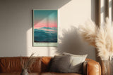 Paul Sinus Wandbild in 40x60cm Waves of the Earth mit wellenförmiger Berglandschaft im Dunst für beruhigende Wandgestaltung