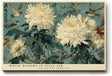 Paul Sinus Wandbild 120x80cm Weiße Chrysanthemen mit Vögeln Klassische Natur Kunst in Blau Grün und Creme für Wohnzimmer Schlafzimmer Büro