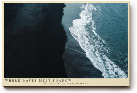 Paul Sinus Wandbild 120x80cm Where Waves Meet Shadow dramatische Küstenlinie Luftaufnahme Meer Kunst Poster für Wohnzimmer Büro