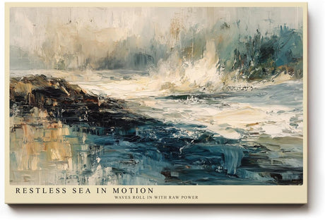 Paul Sinus Wandbild 120x80cm Wilde Meereskueste Abstrakte Ozean Landschaft Kunst Wanddekoration