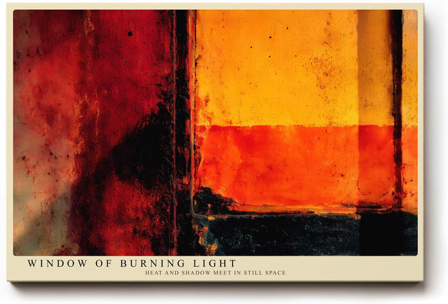 Paul Sinus Wandbild 120x80cm Window of Burning Light abstrakte Kunst in Rot Orange und Schwarz modernes Poster für Wohnzimmer Büro