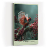 Paul Sinus Wandbild in 40x60cm Wings of Winterberry Eleganter roter Vogel mit ausgebreiteten Flügeln auf Zweig mit Winterbeeren vor sanftem Hintergrund