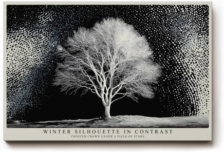 Paul Sinus Wandbild 120x80cm Winterbaum Schwarz Weiss Kontrastreiche Naturkunst Minimalistische Landschaft für Wohnzimmer Büro Flur
