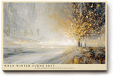 Paul Sinus Wandbild 120x80cm Winterlandschaft mit goldenem Licht abstrakte Naturkunst moderne Schneelandschaft warme Atmosphaere stilvolle Wanddekoration fuer Wohnzimmer Büro