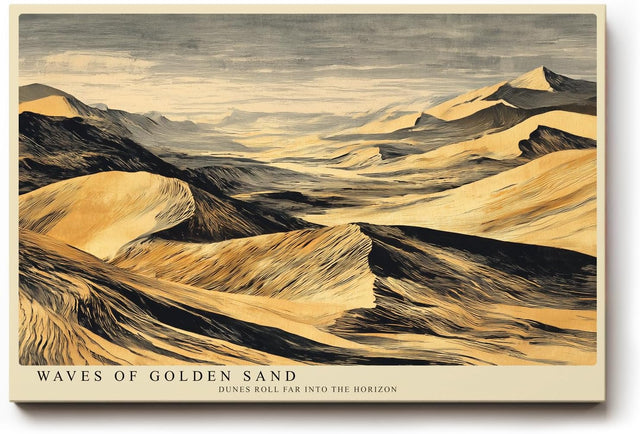 Paul Sinus Wandbild 120x80cm Wuestenlandschaft goldene Sandduenen moderne Landschaftskunst Kunstdruck grosses Wandbild 120x80cm warme Natur Wanddekoration fuer Wohnzimmer Büro
