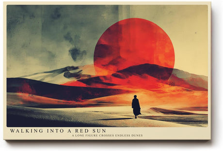 Paul Sinus Wandbild 120x80cm Wuestenlandschaft roter Sonnenuntergang modern Landschaft Kunst Kunstdruck grosses Kunstbild atmosphaerische Wanddekoration fuer Wohnzimmer Büro
