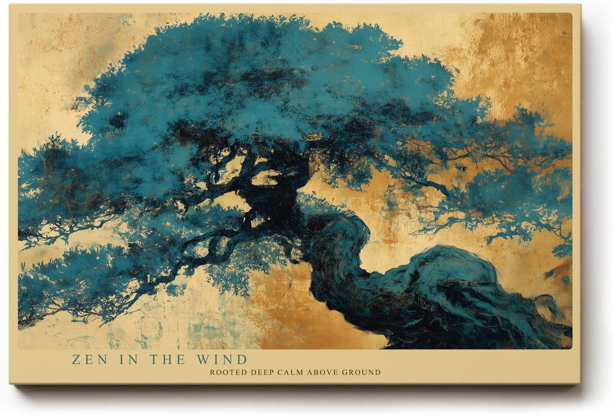 Paul Sinus Wandbild 120x80cm Zen Baum Abstrakte Naturkunst LeinWandbild 120x80cm Asiatische Landschaft Wanddekoration