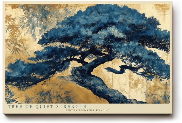 Paul Sinus Wandbild 120x80cm Zen Baum Blaue Naturkunst LeinWandbild 120x80cm Japanische Landschaft Wanddekoration