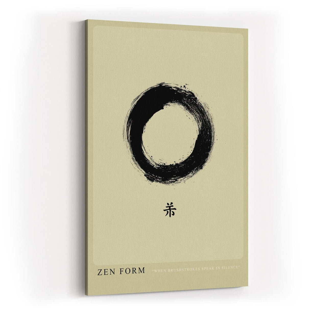 Paul Sinus Wandbild in 40x60cm Zen-Kreis in schwarzer Tusche auf hellem Hintergrund mit japanischem Schriftzeichen