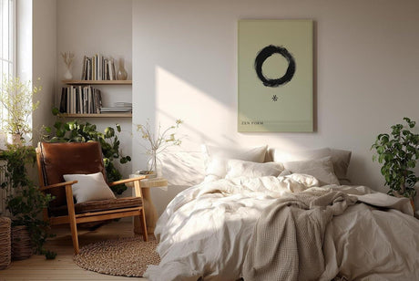 Paul Sinus Wandbild in 40x60cm Zen-Kreis in schwarzer Tusche auf hellem Hintergrund mit japanischem Schriftzeichen