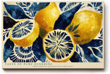 Paul Sinus Wandbild 120x80cm Zitronen Illustration blau gelb mediterrane Kunst modernes Fruchtmotiv Kunstdruck grosses Wandbild 120x80cm frische Wanddekoration fuer Kueche Esszimmer Wohnzimmer