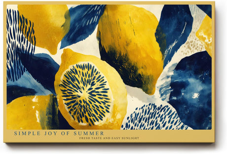 Paul Sinus Wandbild 120x80cm Zitronen Kunst modern gelb blau mediterrane Illustration Fruchtmotiv Kunstdruck grosses Wandbild 120x80cm stilvolle Wanddekoration fuer Kueche Esszimmer Wohnzimmer