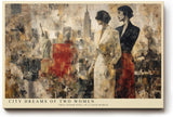 Paul Sinus Wandbild 120x80cm Zwei Frauen In Der Stadt Moderne Collage LeinWandbild 120x80cm Urban Art Wanddekoration