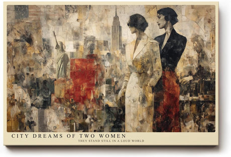 Paul Sinus Wandbild 120x80cm Zwei Frauen In Der Stadt Moderne Collage LeinWandbild 120x80cm Urban Art Wanddekoration