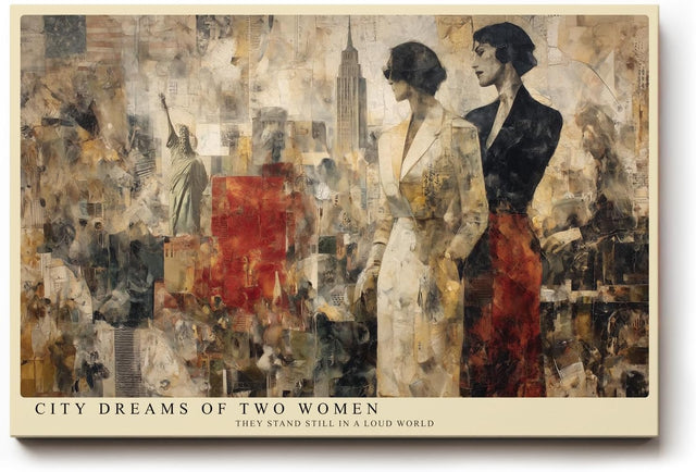 Paul Sinus Wandbild 120x80cm Zwei Frauen In Der Stadt Moderne Collage LeinWandbild 120x80cm Urban Art Wanddekoration