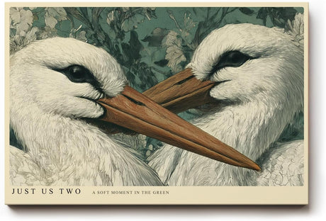 Paul Sinus Wandbild 120x80cm Zwei Voegel Natur Illustration Stilvolle Tierkunst Gruene Naturfarben Kunstdruck Poster Grosse Wanddekoration fuer Wohnzimmer Schlafzimmer Büro
