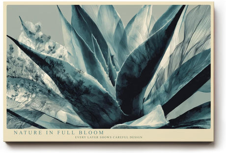 Paul Sinus Wandbild 120x80cm abstrakte Agave Pflanze moderne botanische Illustration blau gruene Naturkunst stilvolle Wanddekoration fuer Wohnzimmer Büro
