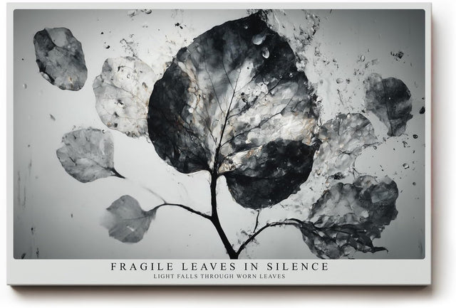 Paul Sinus Wandbild 120x80cm abstrakte Blätter schwarz weiß botanische Struktur moderne Naturkunst minimalistisches Pflanzenmotiv stilvolle