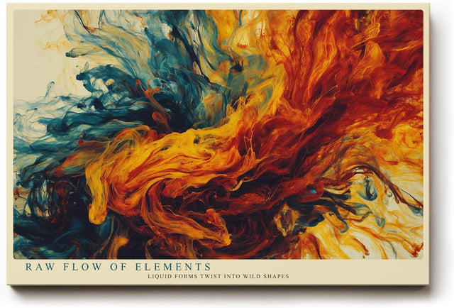 Paul Sinus Wandbild 120x80cm abstrakte Farben Explosion modern blau orange Kunst Kunstdruck grosses Kunstbild dynamische Wanddekoration fuer Wohnzimmer Büro