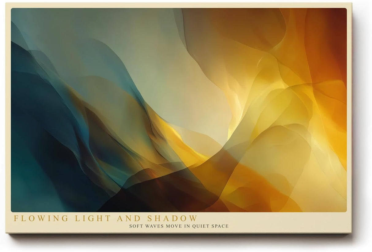 Paul Sinus Wandbild 120x80cm abstrakte Farben moderne Kunst fliessende Formen gold blau Kunstdruck stilvolle Wanddekoration fuer Wohnzimmer Büro Schlafzimmer